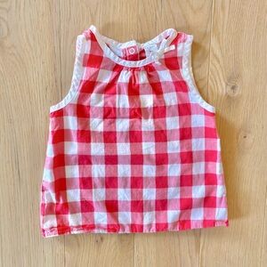 Carters Red and White Gingham Sleeveless Shirt Size 3T Toddler Girls